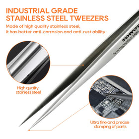 TOWOT tweezers non-magnetic stainless steel enable precise grip without interference.