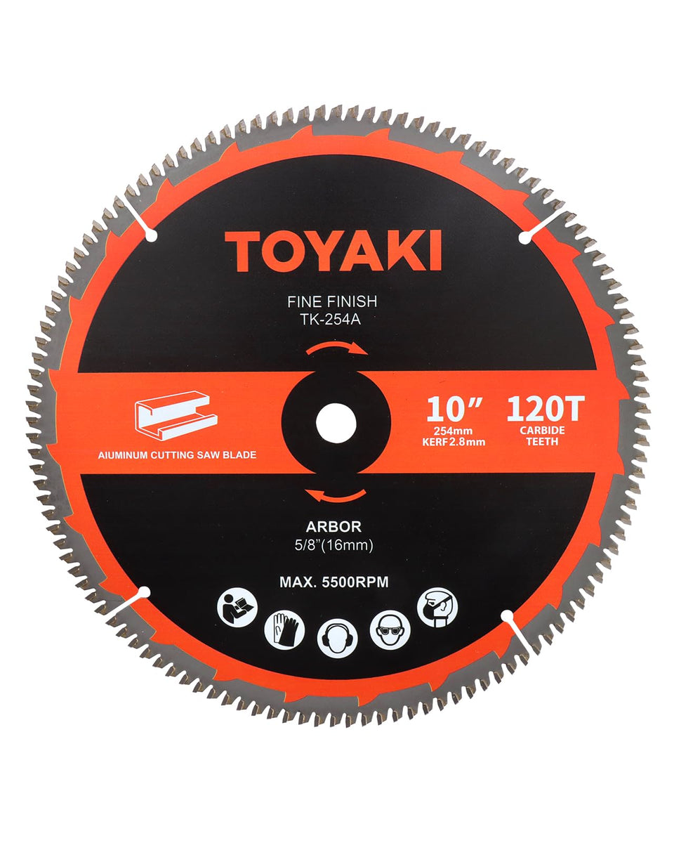 TOYAKI 10-Inch blade cutting aluminum for smooth finishes on metal projects