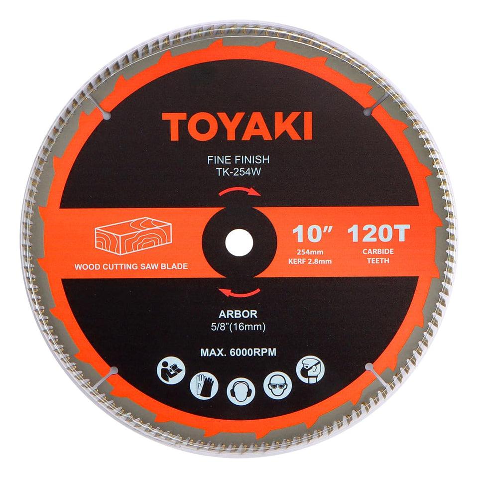 Toyaki 10-inch 120-tooth miter blade delivers a clean finish for wood cutting