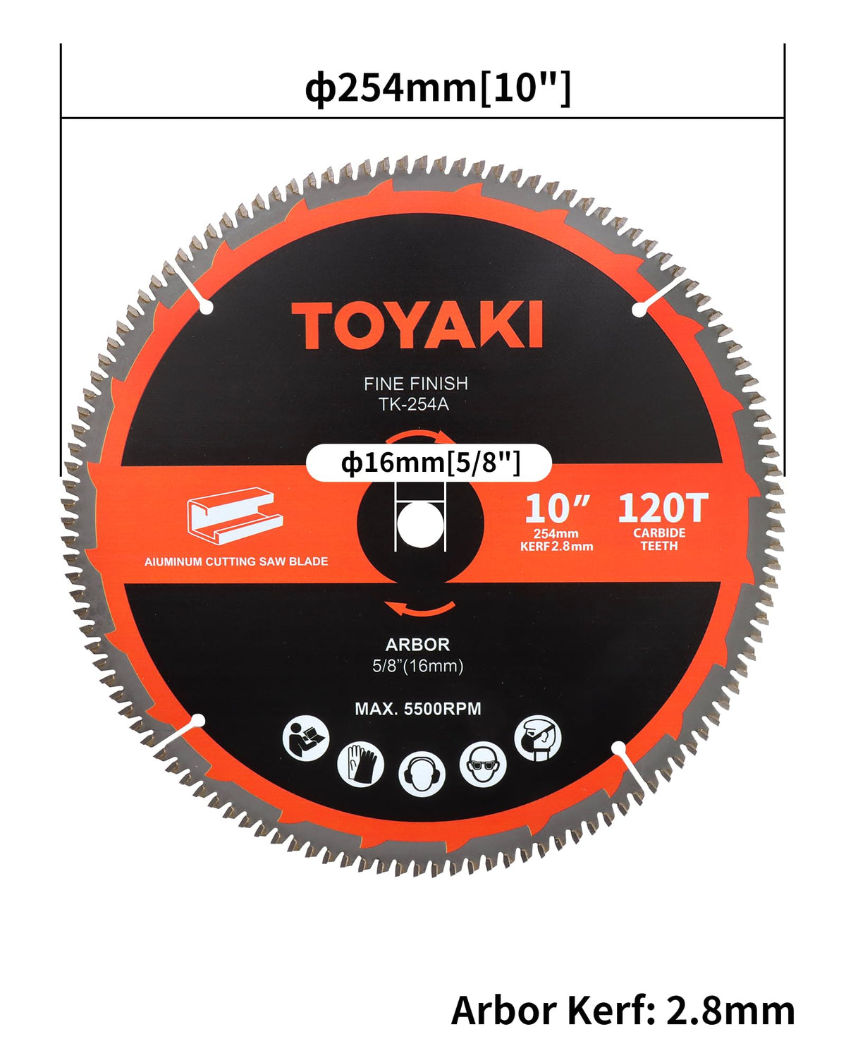 TOYAKI 120-Tooth blade close-up for ultra-fine finish on non-ferrous metals