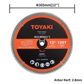 TOYAKI 12-inch blade demonstrates fine-cut performance on softwood with reduced vibration