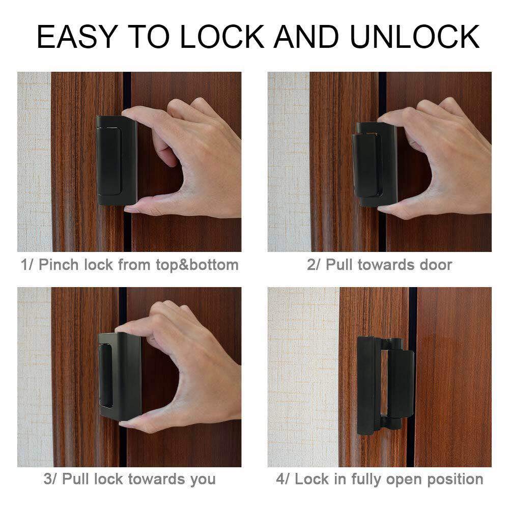 TOYFUL childproof door lock placed high on the door to deter access.