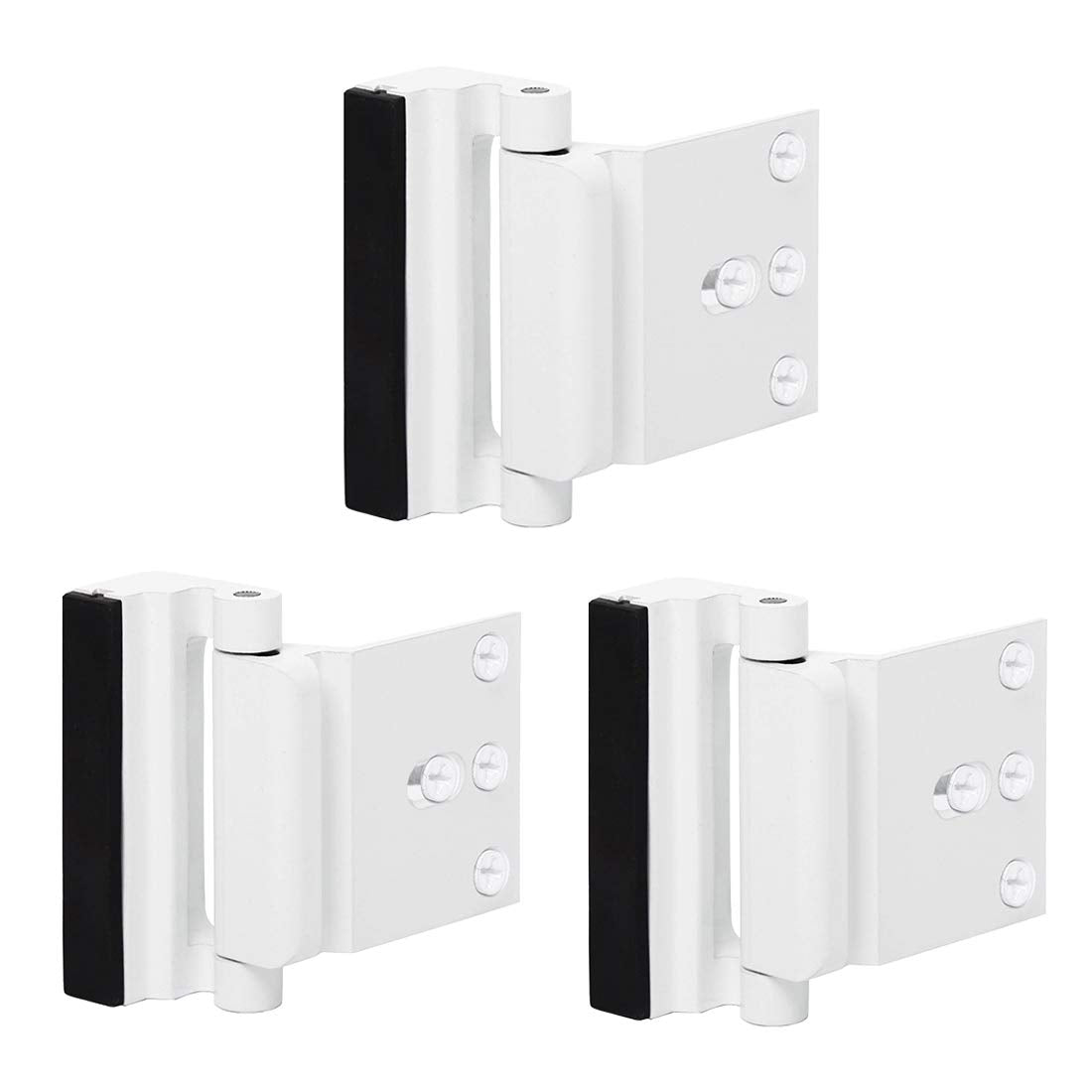 TOYFUL door reinforcement lock 3-pack in white finish boosts home security.