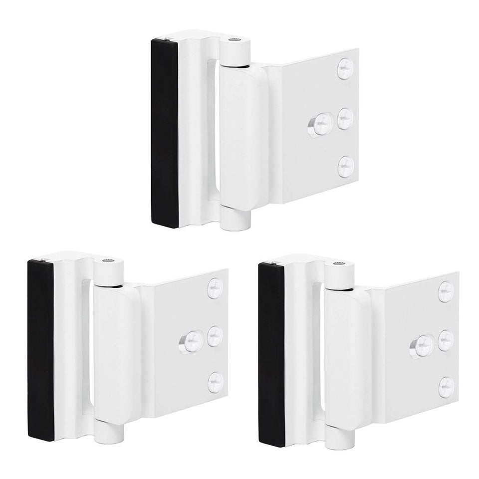 TOYFUL door reinforcement lock 3-pack in white finish boosts home security.