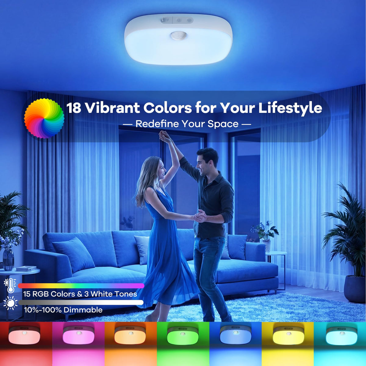 ToyGlee 18-color LED shower light creates vibrant mood lighting