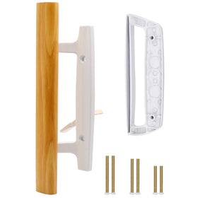 TPard oak interior handle with white zinc exterior pull for durable, stylish sliding doors.