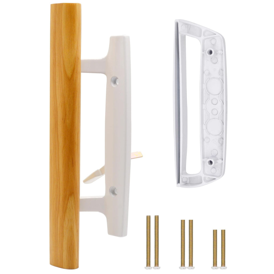 TPard oak interior handle with white zinc exterior pull for durable, stylish sliding doors.