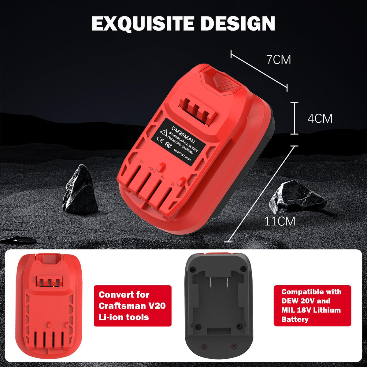 Compact, portable adapter fits easily in a tool bag for travel.