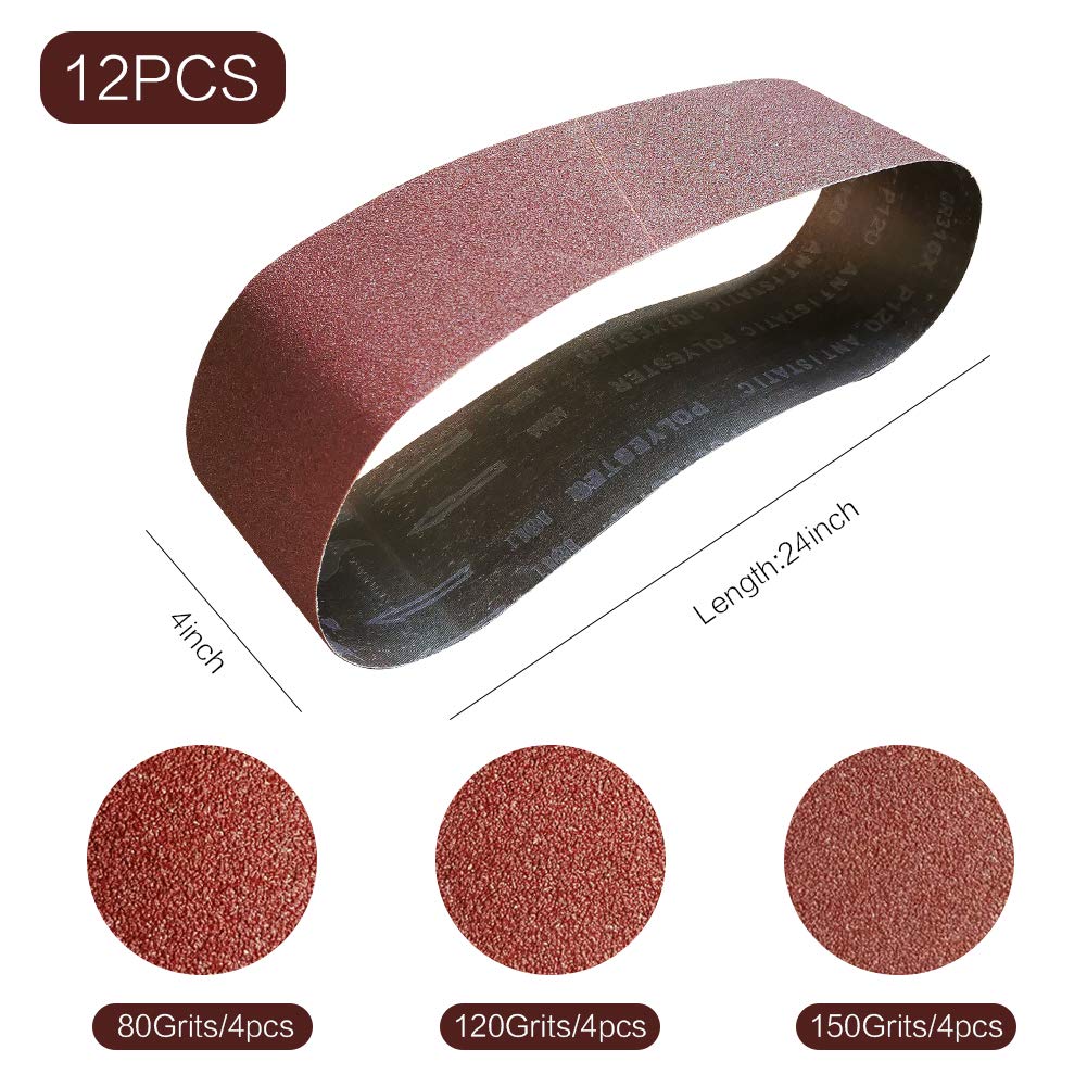 TPmax 4x24 sanding belt pack back shows grit options 80, 120, 150