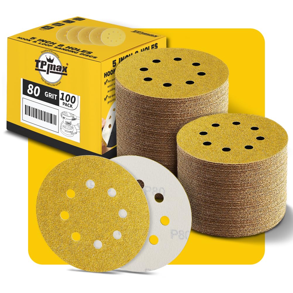 TPmax 5inch 80-grit gold-coated sanding disc ready for wood and metal work