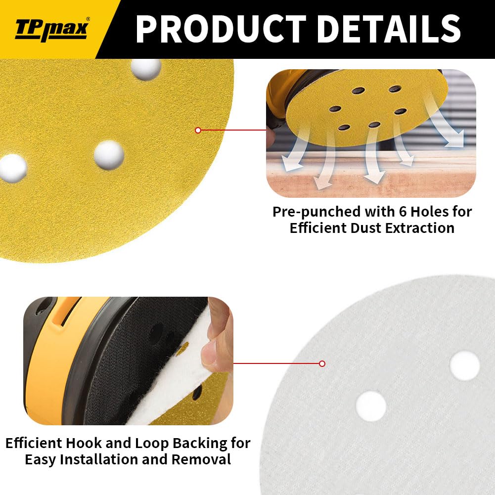 TPmax gold sanding disc 120-grit shown for plastic finishing prep