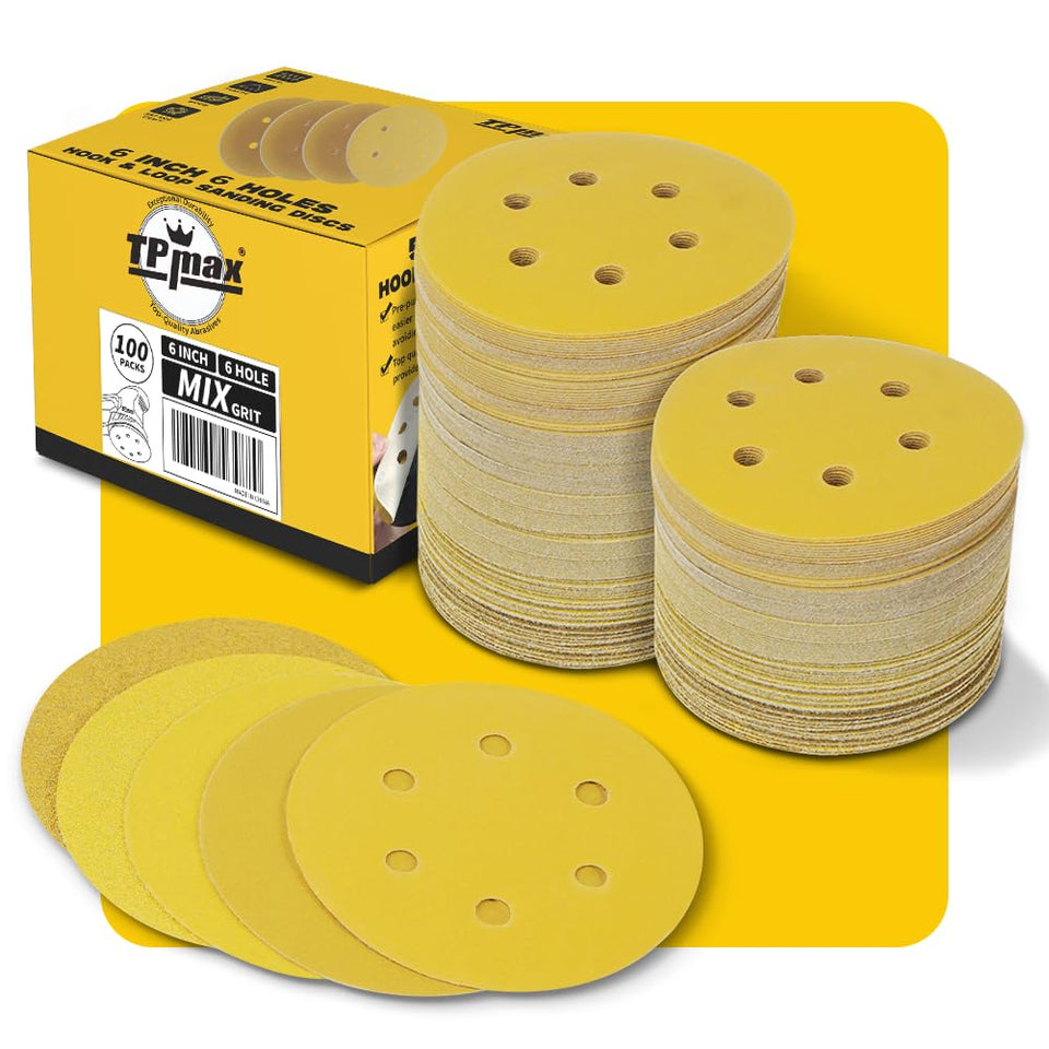 TPmax gold sanding disc 60-grit close-up illustrates durable wood prep use