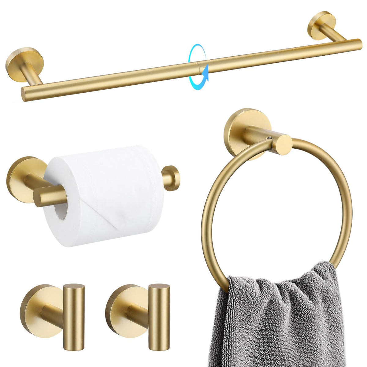 TQKAG 23.6 inch towel bar in brushed gold for cohesive bathroom styling
