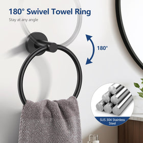 TQKAG bathroom hardware set matte black, rust-resistant and easy to clean
