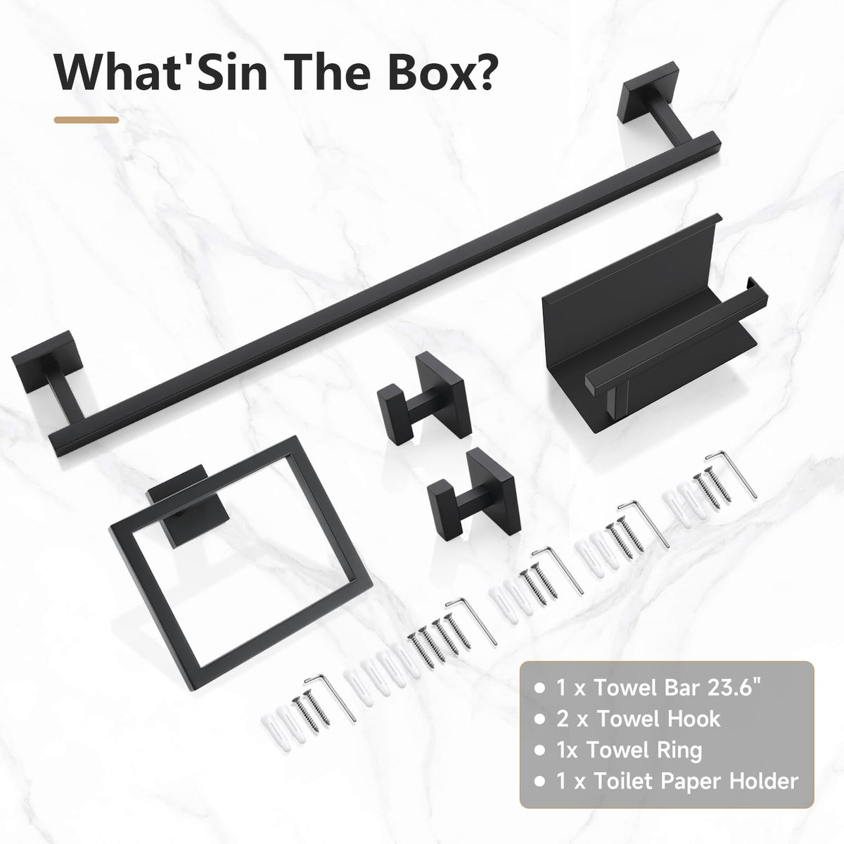 TQKAG bathroom organization in matte black for cohesive spaces.