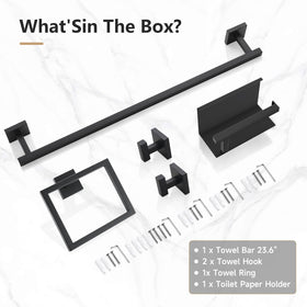 TQKAG bathroom organization in matte black for cohesive spaces.