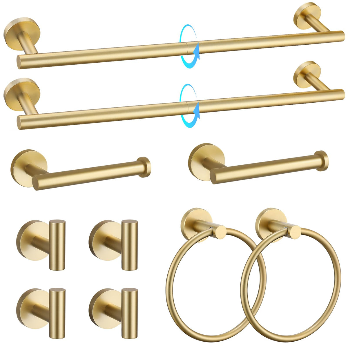 TQKAG brushed gold 23.6-inch towel bar for organized bathroom storage