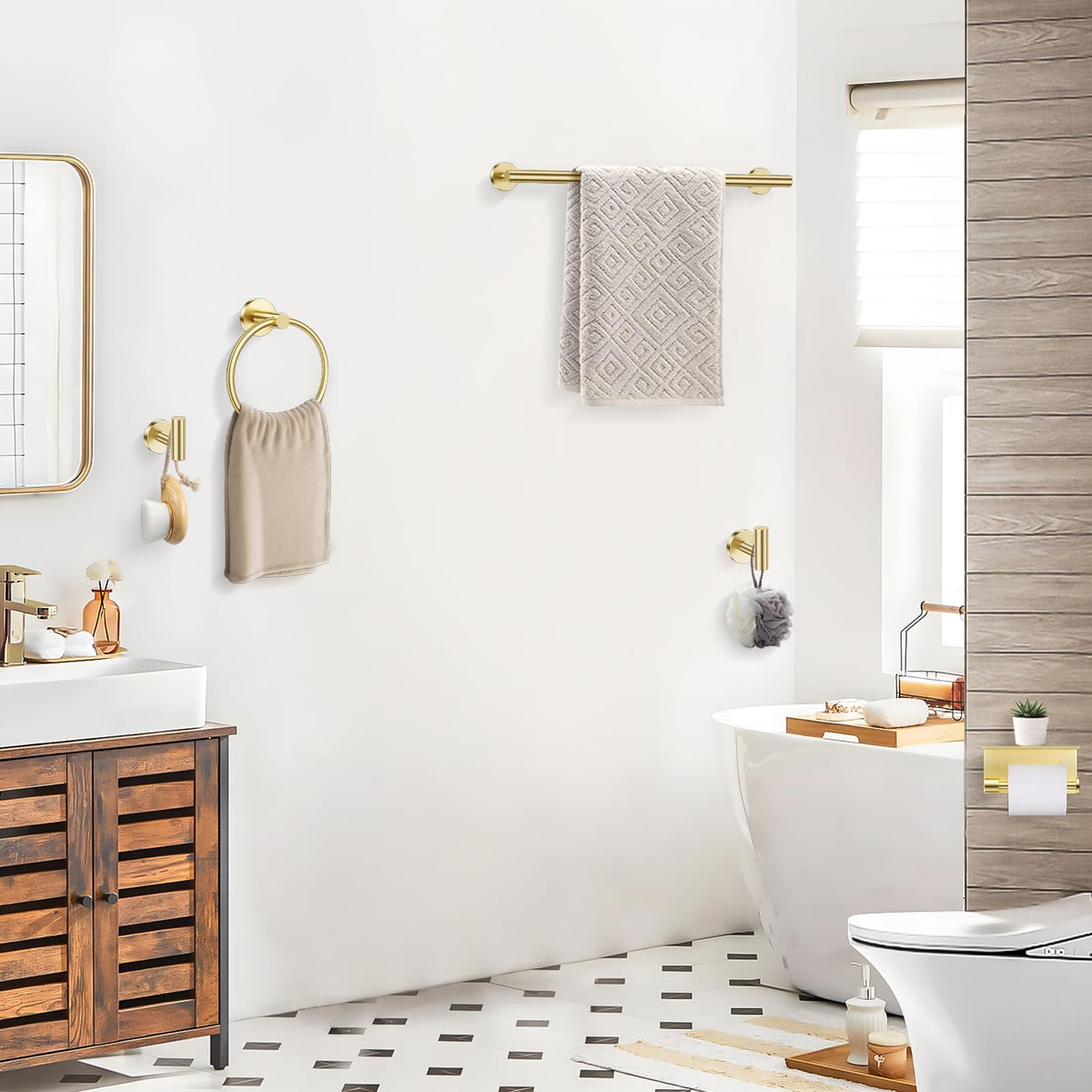 TQKAG brushed gold installation instructions simplify wall mounting.