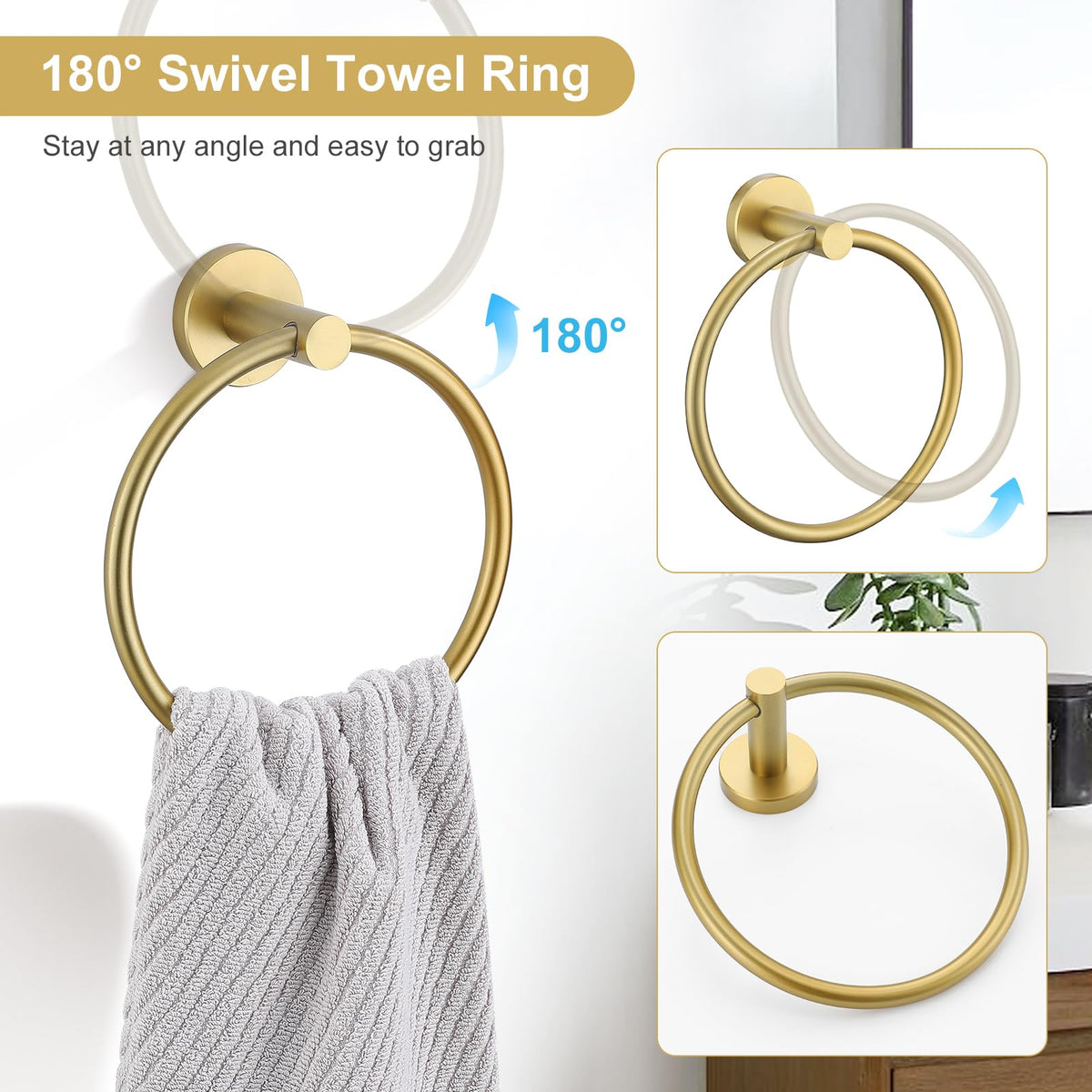 TQKAG brushed gold screw hardware pack enables easy wall mounting