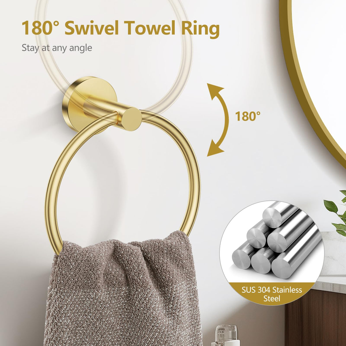 TQKAG brushed gold screw-mount hardware pack ensures secure mounting.
