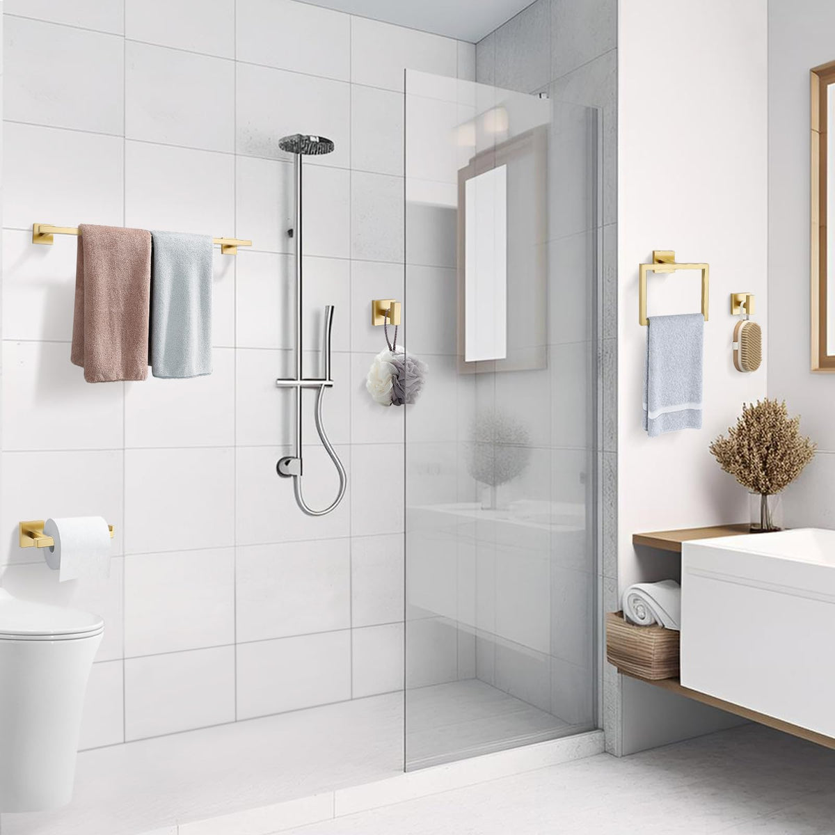 TQKAG concealed-mount brushed gold design for clean wall aesthetics