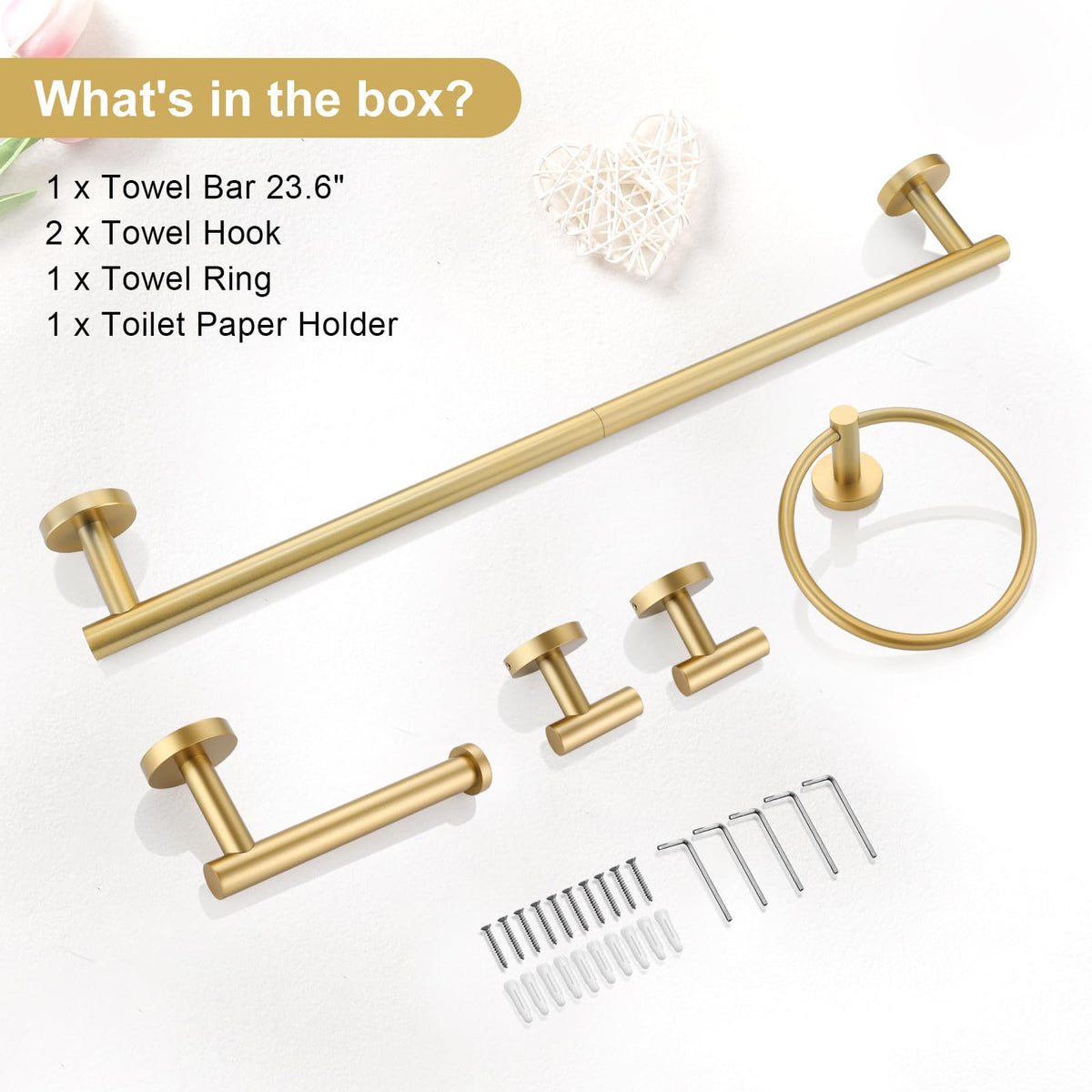 Easy to clean brushed gold finish maintains new look