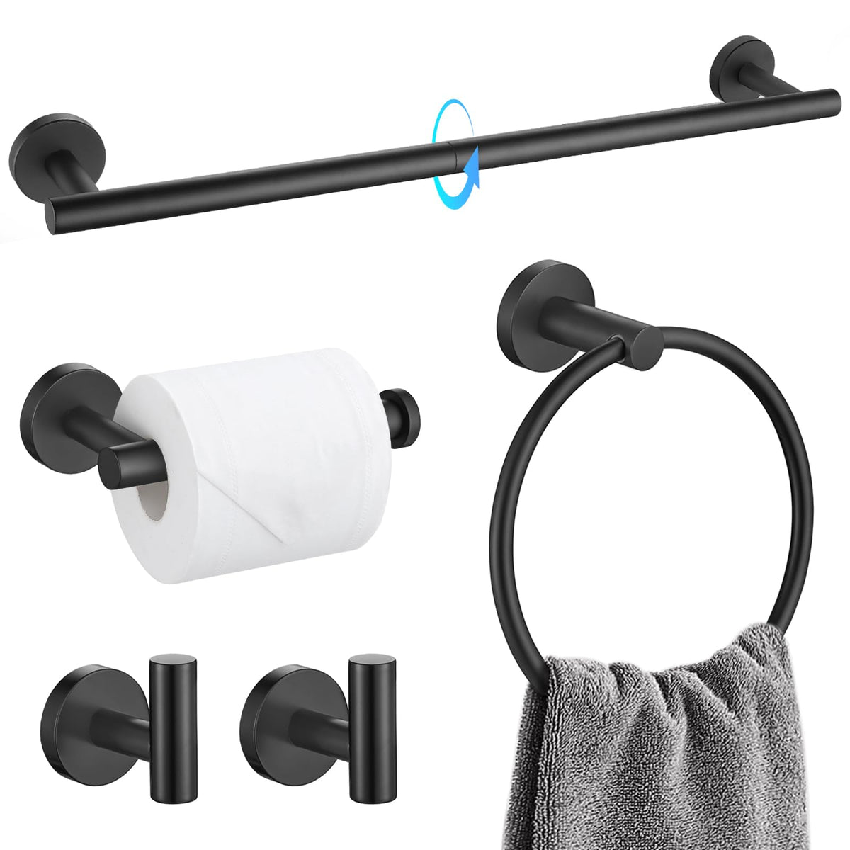TQKAG matte black 23.6-inch towel bar adds sleek storage to the bathroom