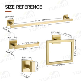 TQKAG modern square design brushed gold bathroom accessories
