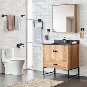 TQKAG wall-mounted bathroom accessories set in matte black.