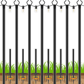 TQQVXX 7-pack 10 ft string light poles with fork base for outdoor stability.
