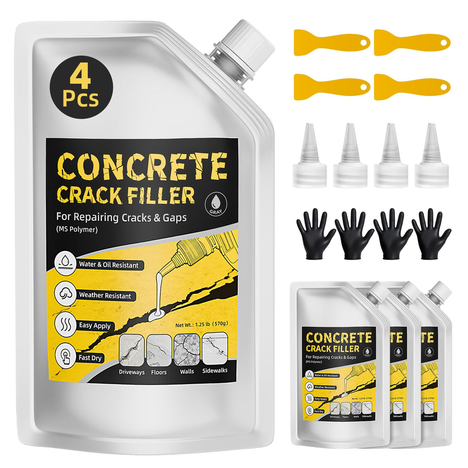 TQRR pack-4 repair kit showing an all-in-one DIY concrete crack repair solution.