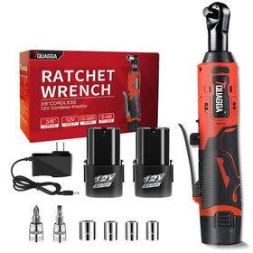 TQUAGGA 3-8 inch cordless ratchet wrench in use for tight-space fastener work
