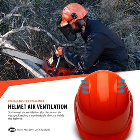 TR Industrial helmet plastic visor provides clear visibility and debris shielding.