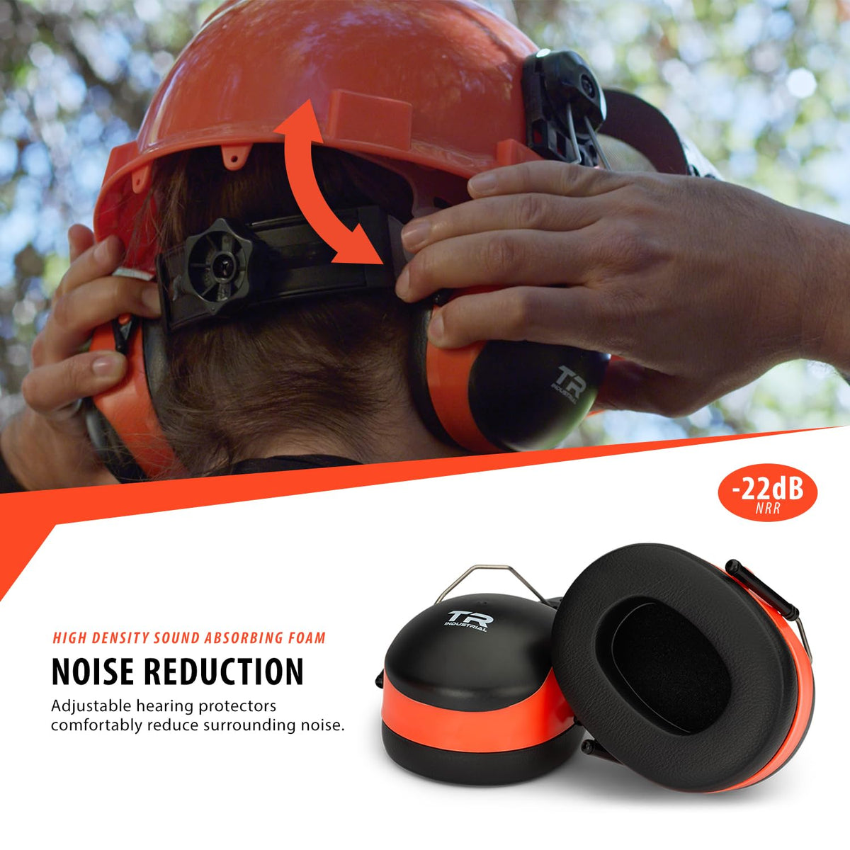 TR Industrial helmet visor flips up 90 degrees for quick comfort and visibility.