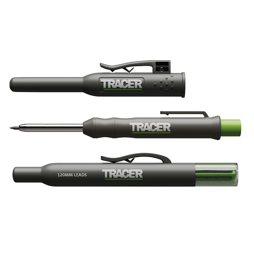 Tracer deep-hole construction pencil with metal body for precise site marking.
