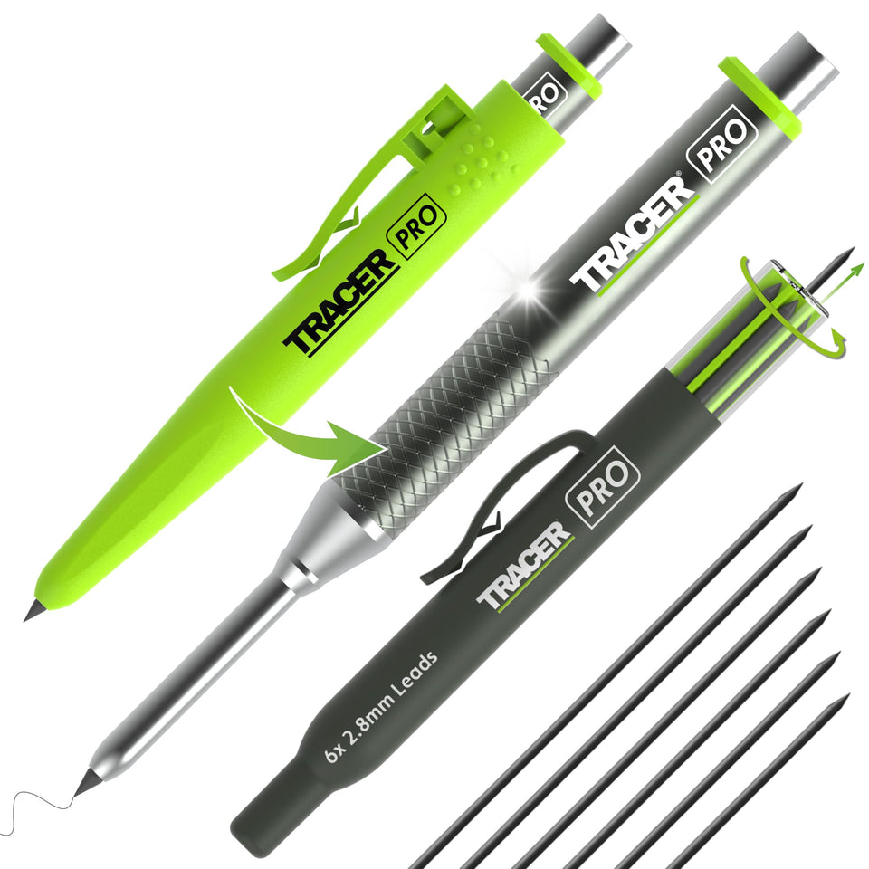 Tracer Pro aluminum deep-hole marking pencil marks through drill holes for precision.