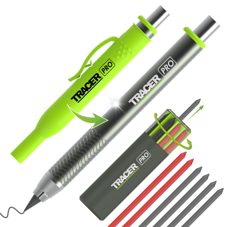 Tracer Pro Series tough metal construction pencil front view for precise site marks.