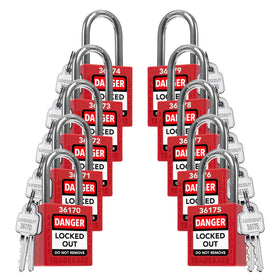 TRADESAFE lockout locks front view showcasing durable red padlocks for safety compliance