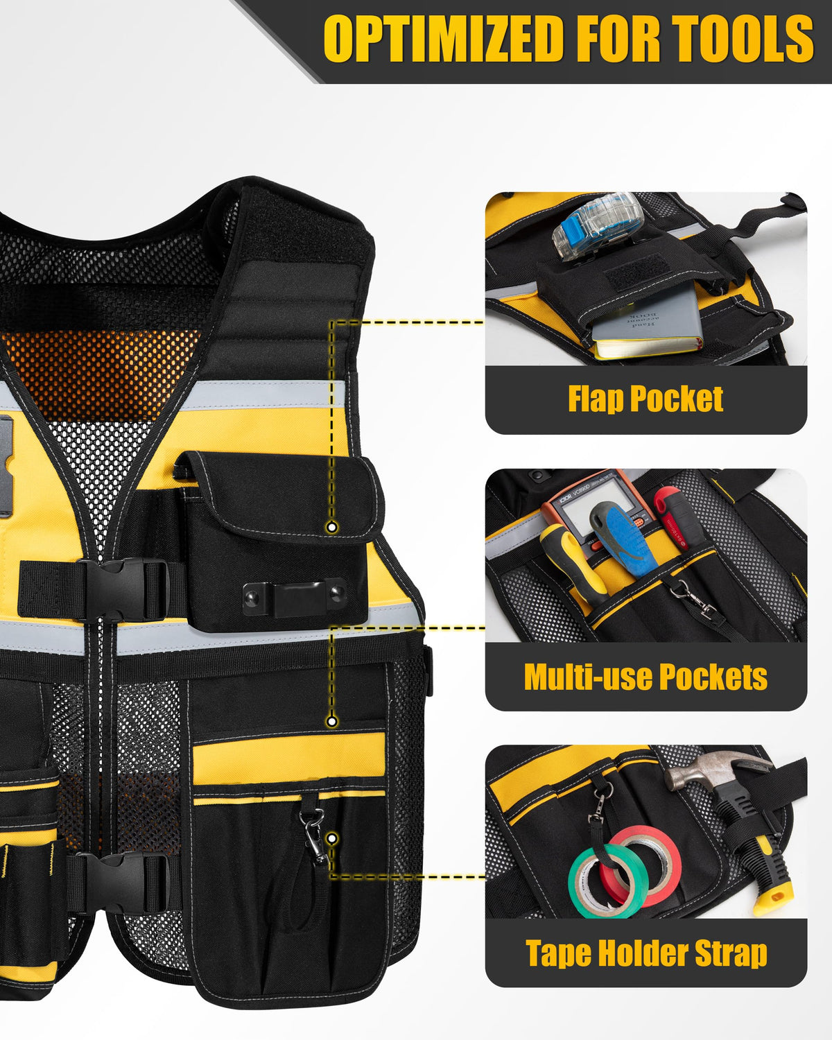 Trahzia vest shows organized pockets and tool slots for quick access