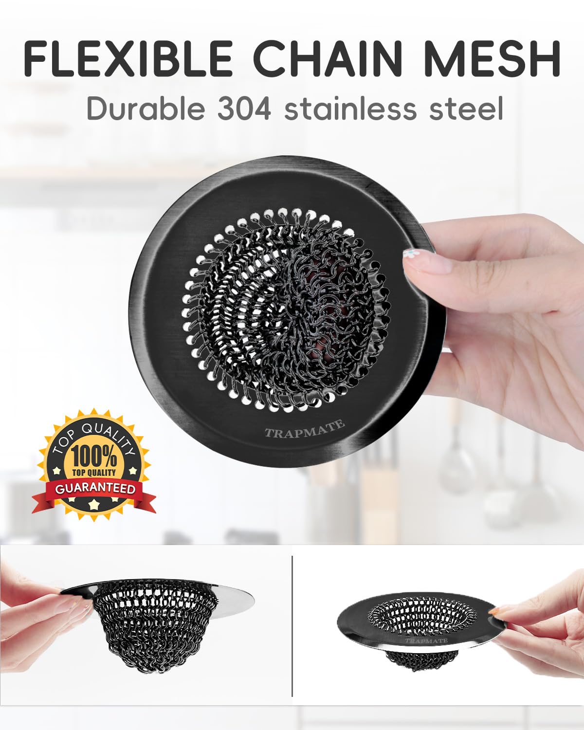 TRAPMATE 304 stainless steel black finish combines durability with style