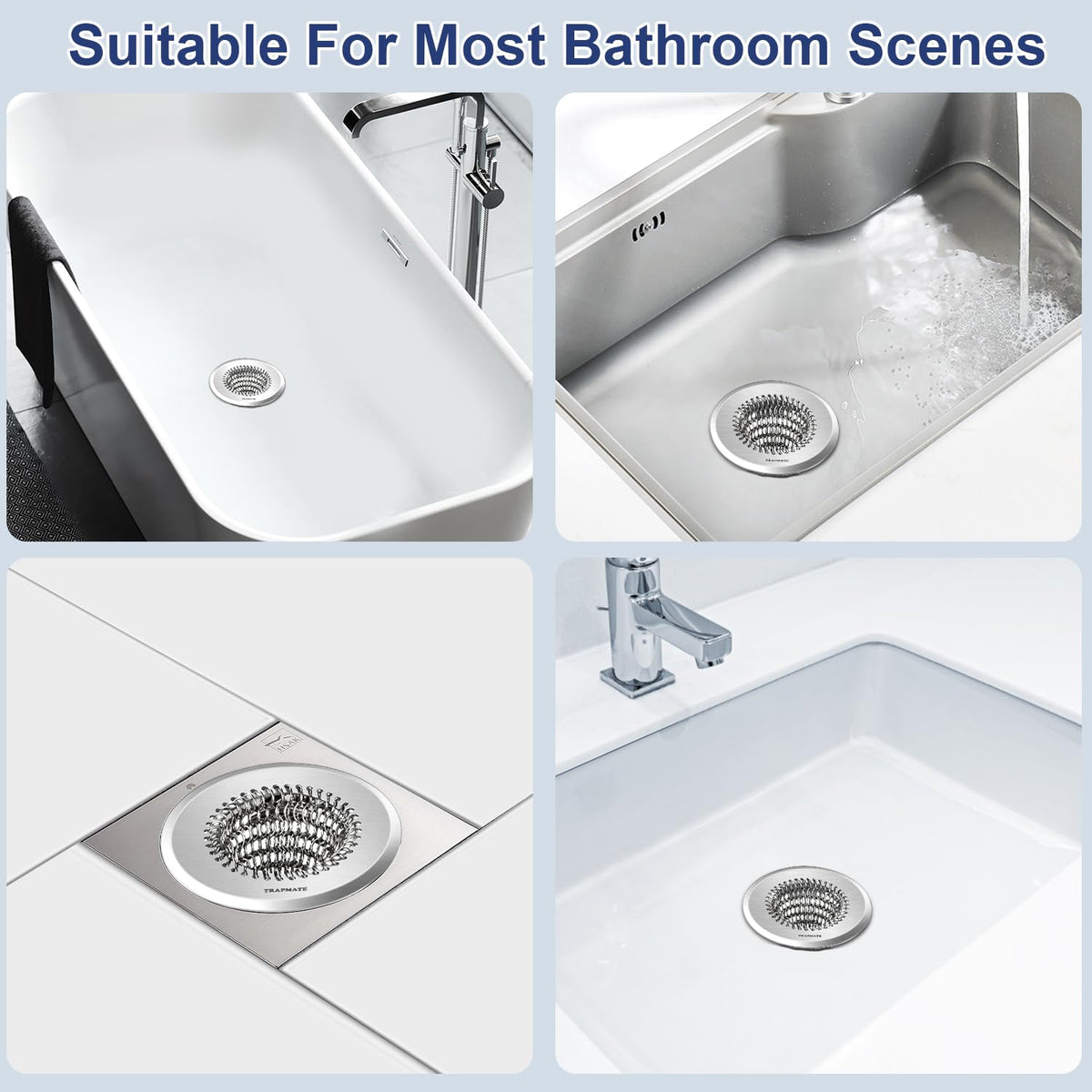 TRAPMATE 4.4-inch diameter drain cover fitting most tubs