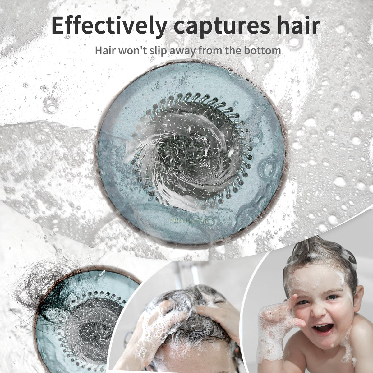 TRAPMATE anti-slip base ensures stable placement during showers.