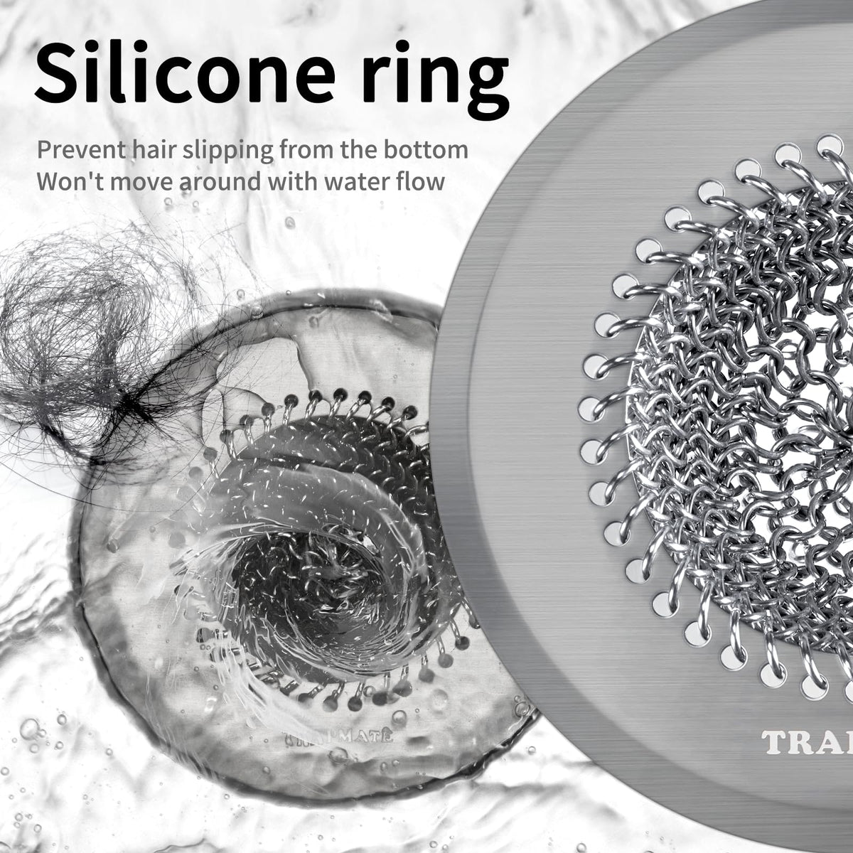 TRAPMATE anti-slip base keeps the drain cover steady during drainage