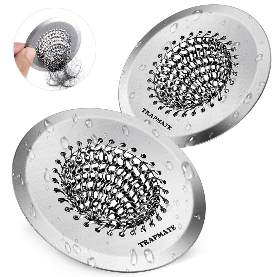 TRAPMATE bathtub drain-strainer installed prevents hair clogs and keeps water flowing