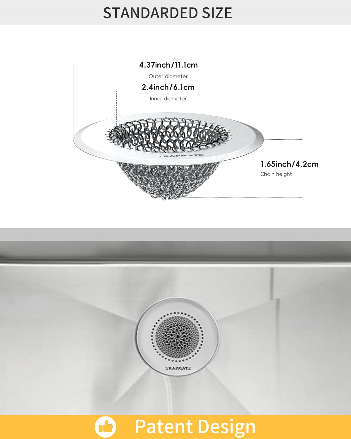 TRAPMATE dishwasher-safe sink strainer for quick maintenance