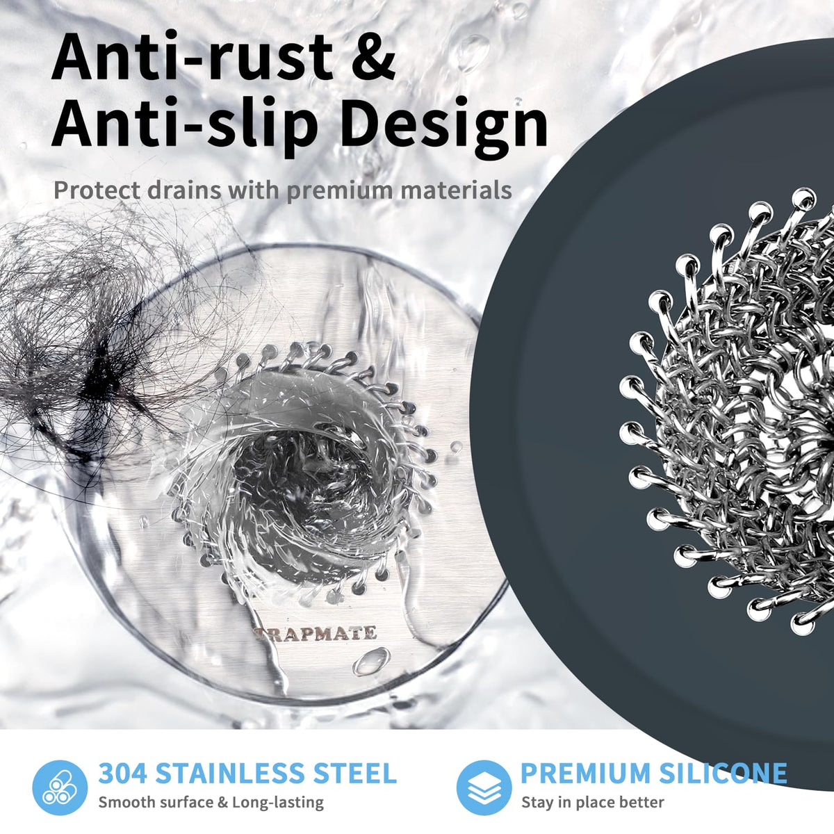 TRAPMATE easy-clean drain-cover wipes clean after use
