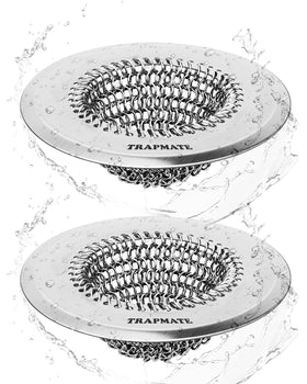 TRAPMATE flip-for-easy-clean mesh sink strainer prevents clogs in busy kitchens