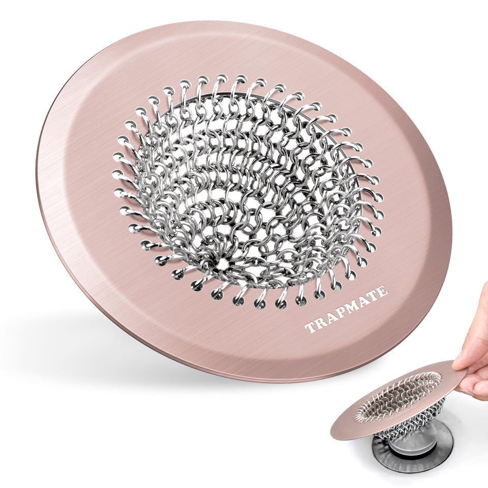 TRAPMATE rose gold shower drain cover overview—stylish protection for a clutter-free drain