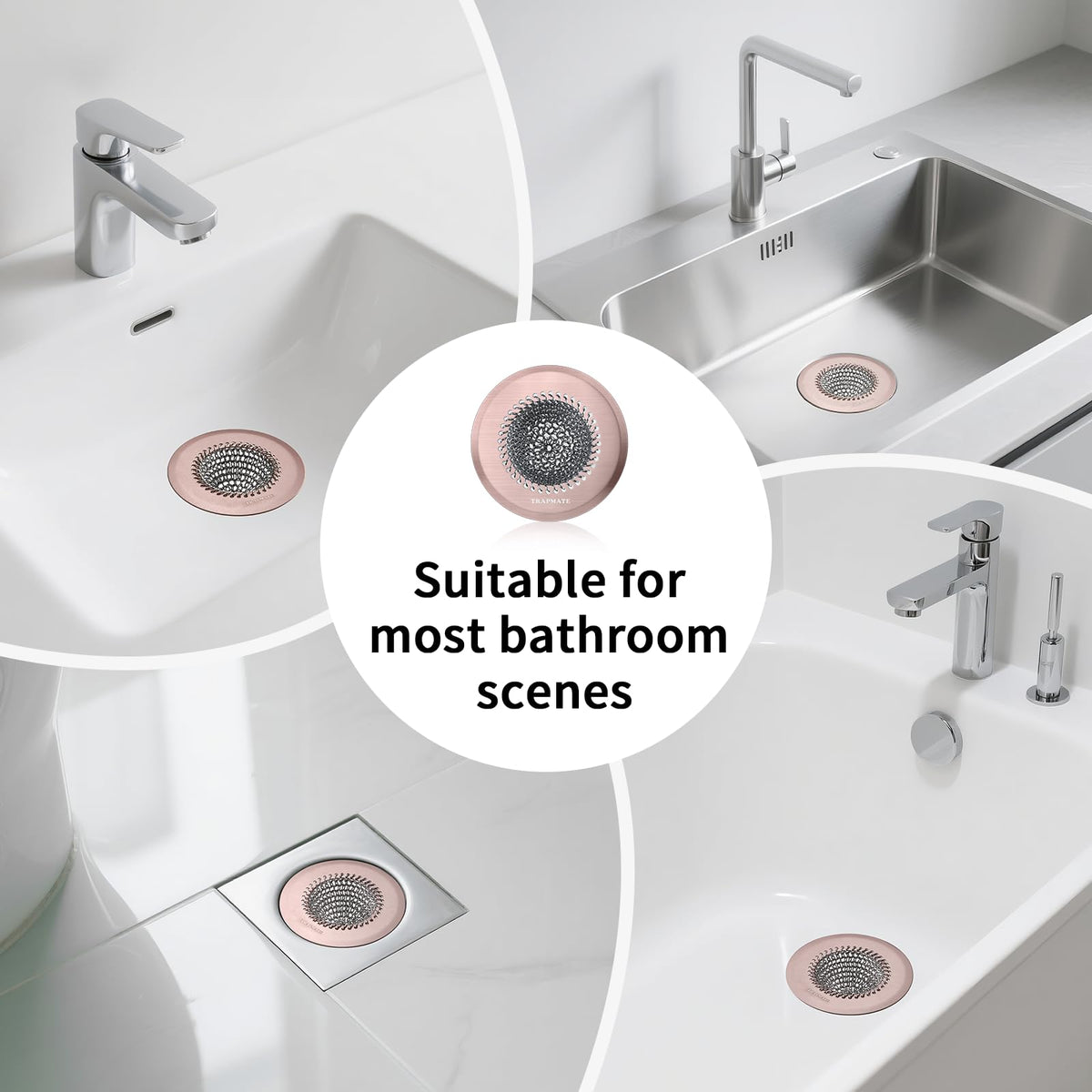 TRAPMATE universal fit 4.4 inch diameter—fits most drains