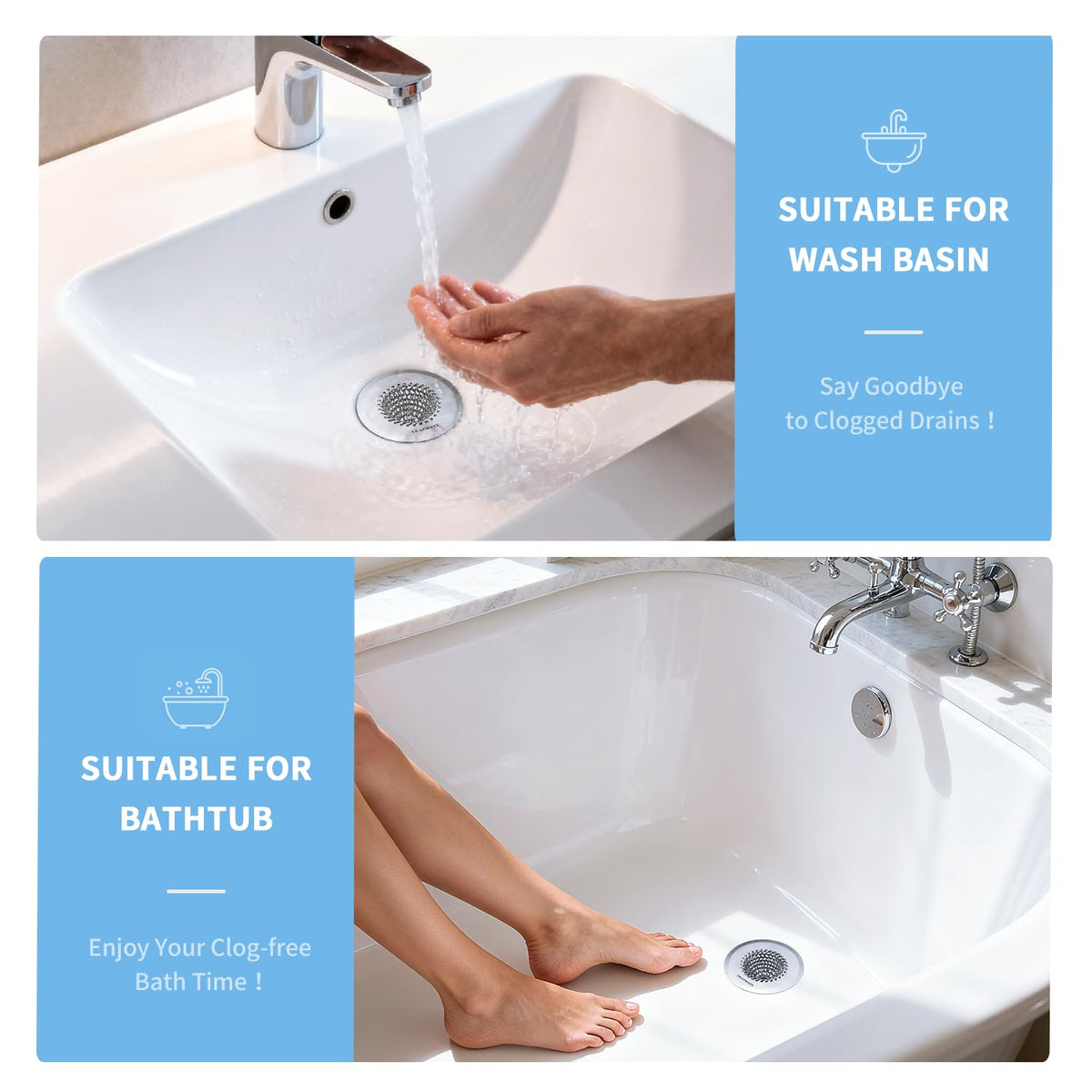 TRAPMATE rust-resistant drain cover complements bathroom decor while protecting drains